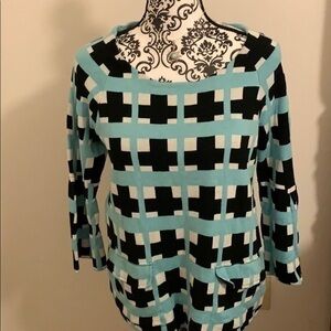 Anthropologie blue checked sweater size M